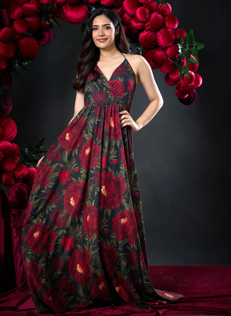 Deep V Neck Strappy Summer Dress - Image 2