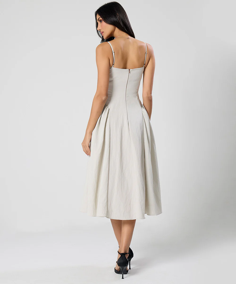 Deep Vneck White Dress - Image 5