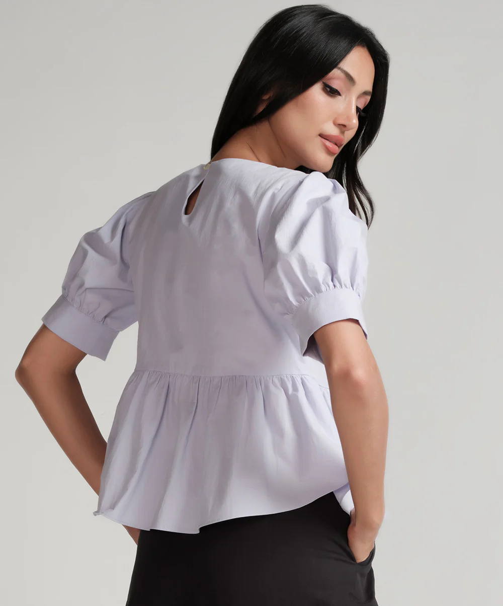 Detailed Line Peplum Lavender Top - Image 3