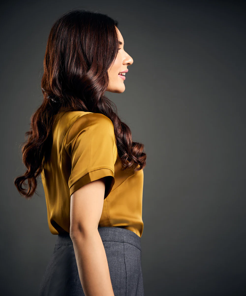 Drop Shoulder Boat Neck Brown Top - Image 3