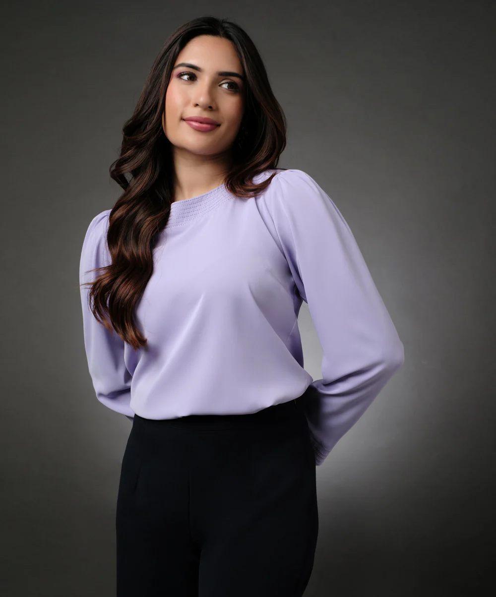 Embroidered Long Sleeve Lavender Top - Image 7