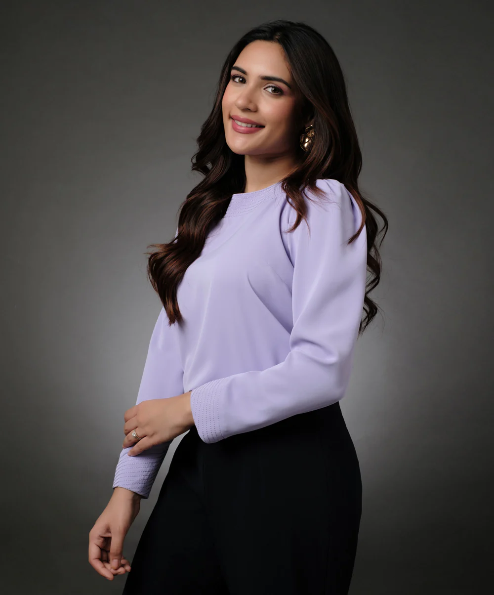 Embroidered Long Sleeve Lavender Top - Image 8