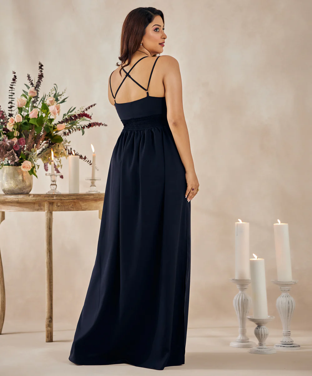 Embroidered Strappy Blue Maxi - Image 4