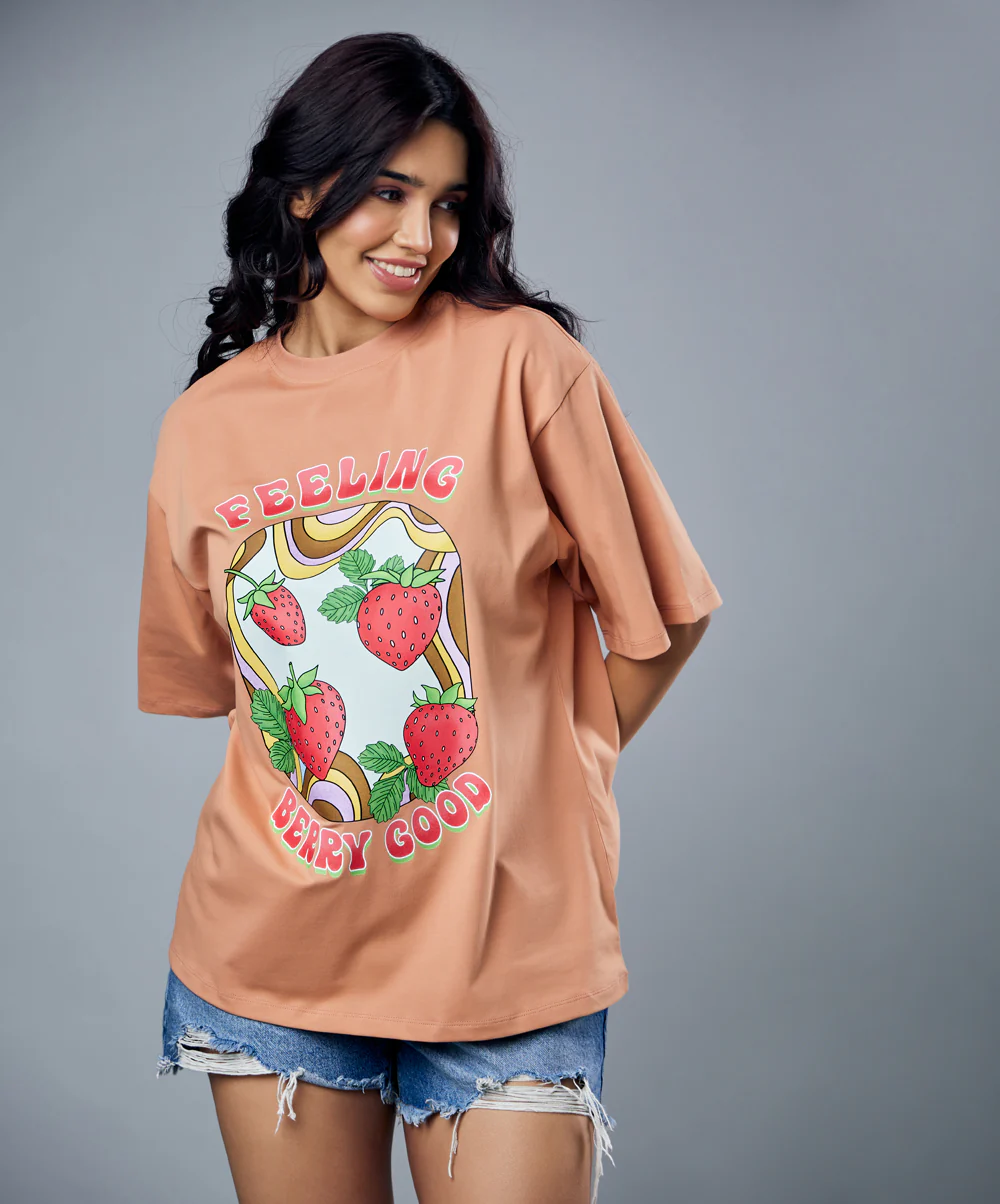Feeling Berry Good Brown Oversized Tshirt - Image 2