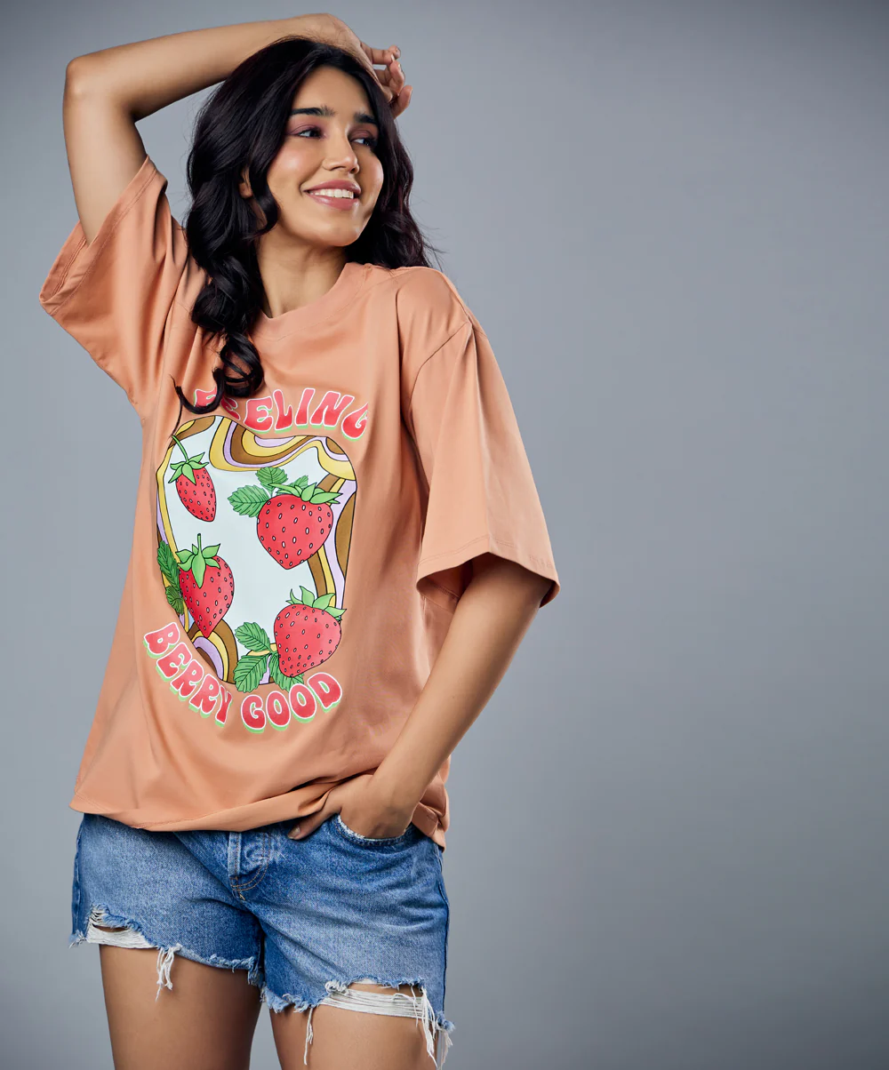 Feeling Berry Good Brown Oversized Tshirt - Image 4