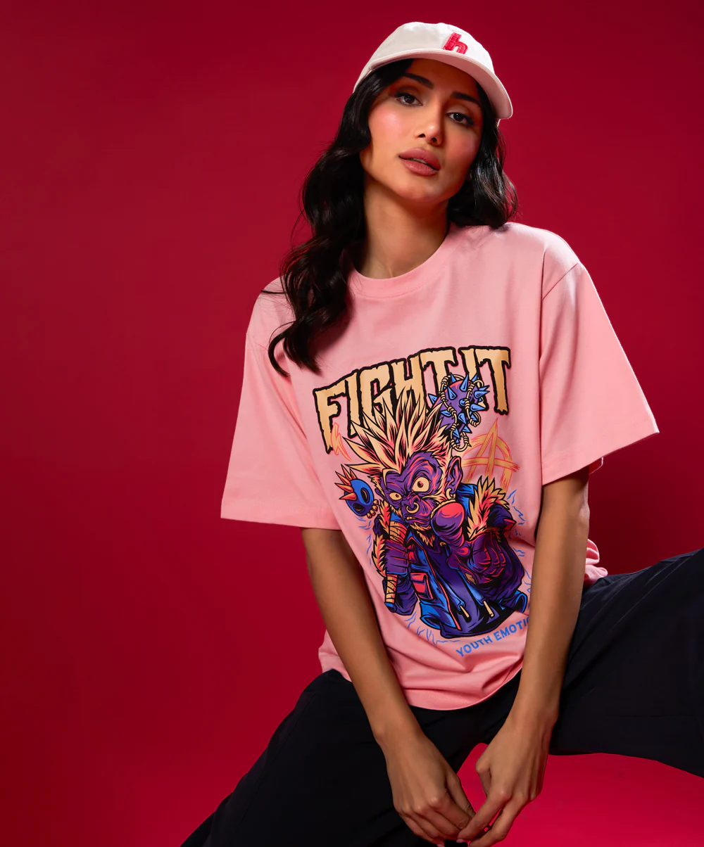 Fight Club Pink Colour Oversized Tshirt - Image 4