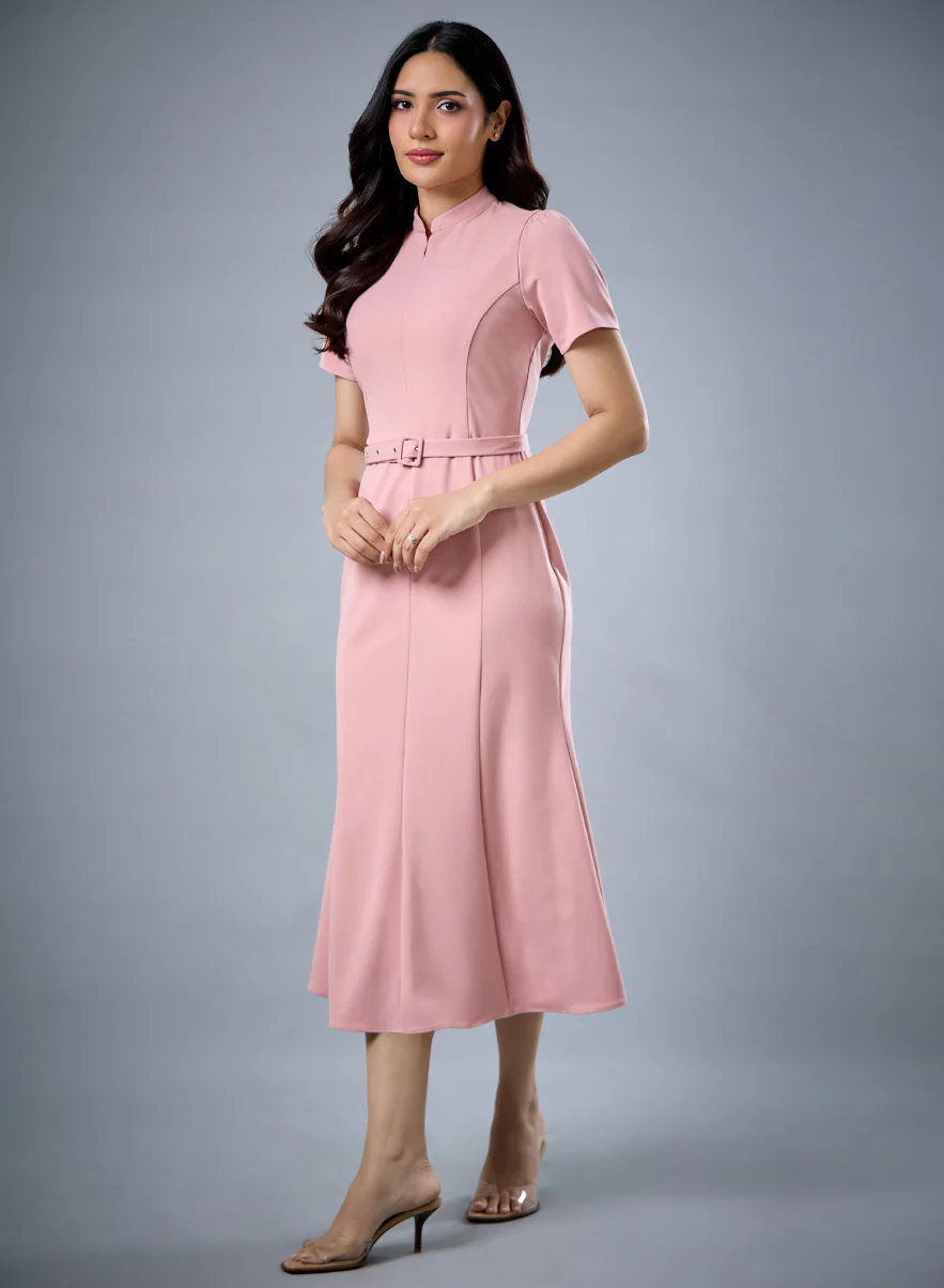 Fish Tail Short Sleeve Collar Dress - Image 2