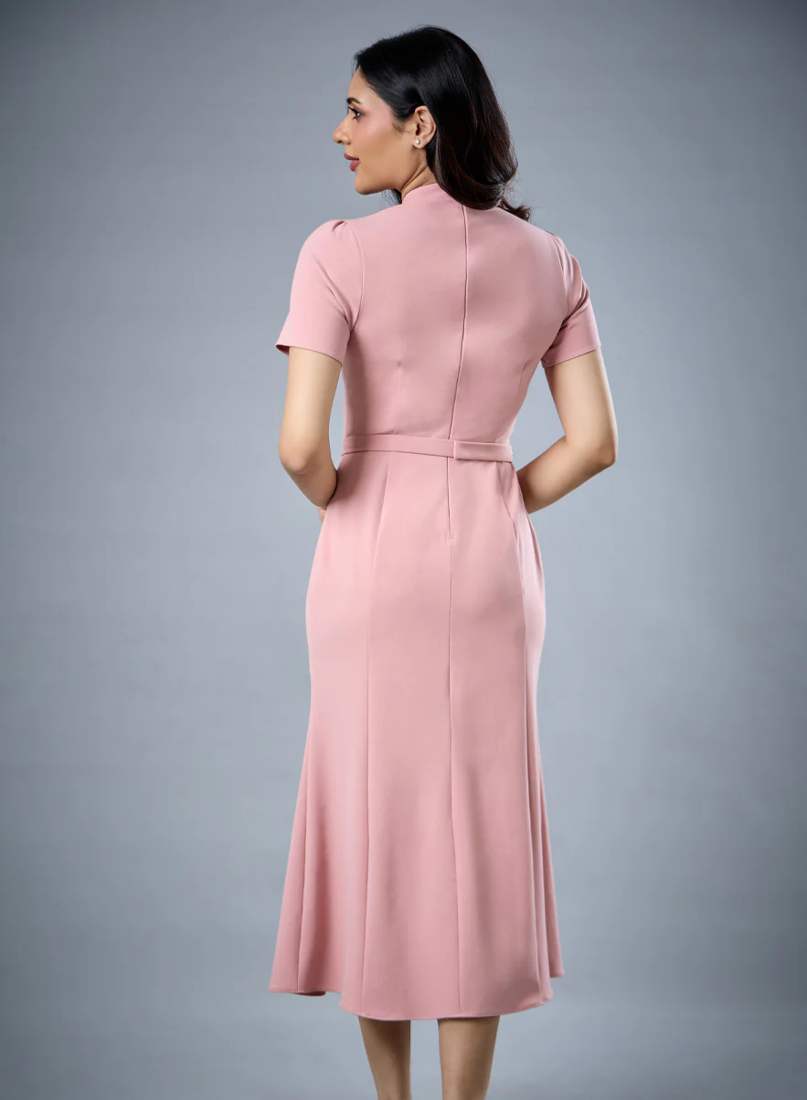 Fish Tail Short Sleeve Collar Dress - Image 4