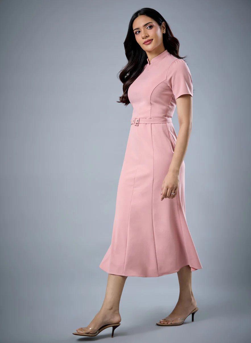 Fish Tail Short Sleeve Collar Dress - Image 5