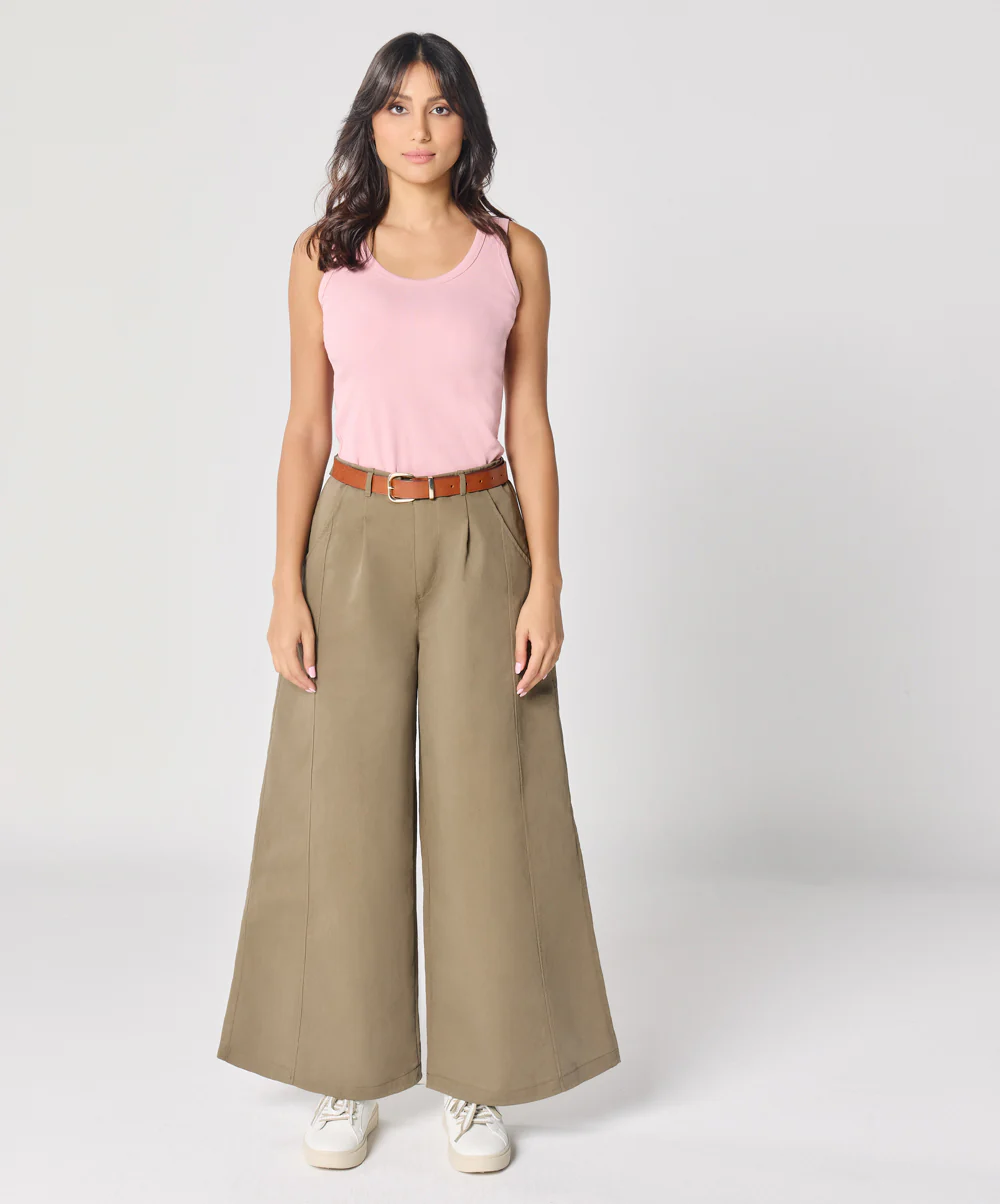 Flare Drak Green Twill Pant - Image 2