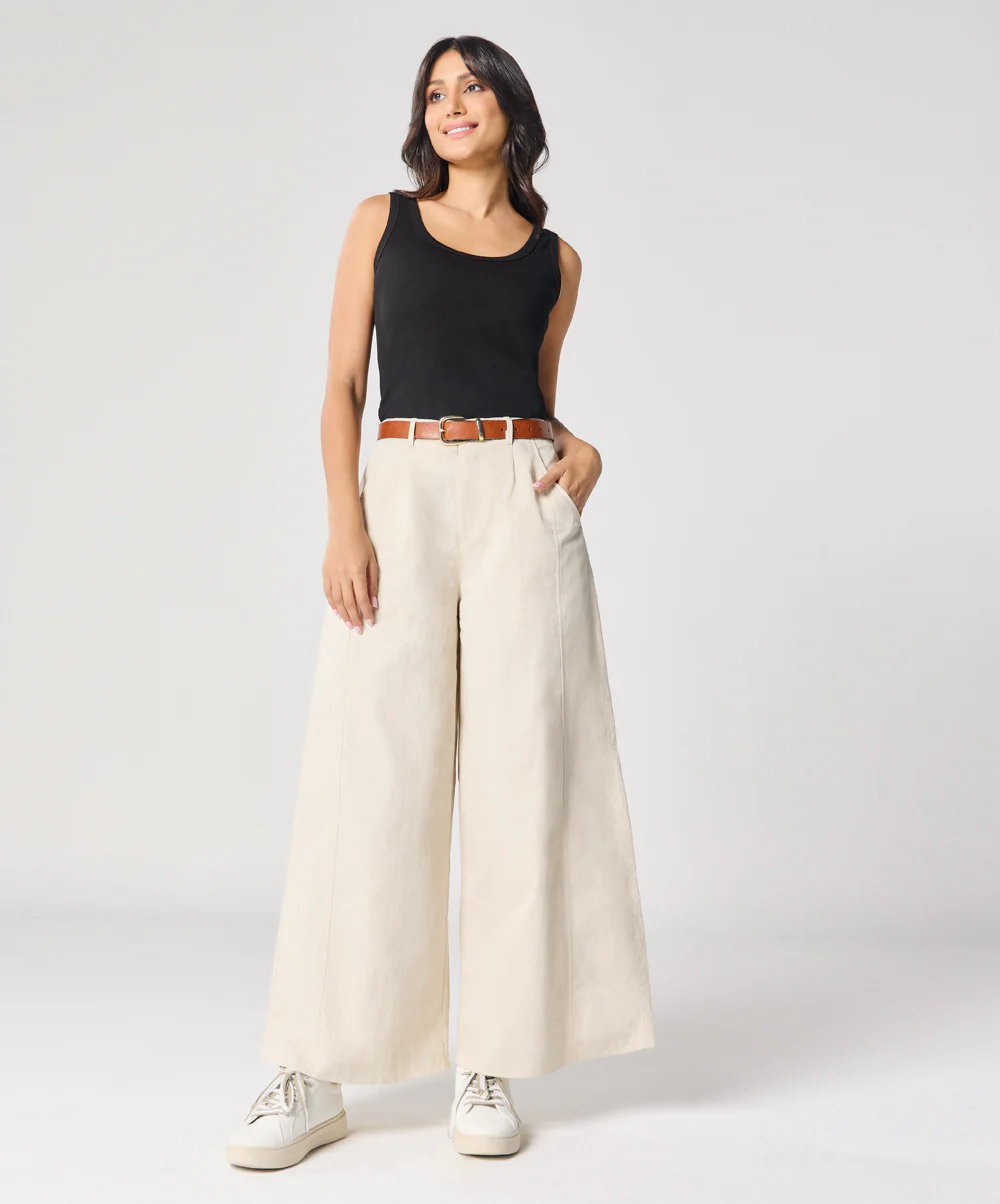 Flare Light Beige Twill Pant - Image 2