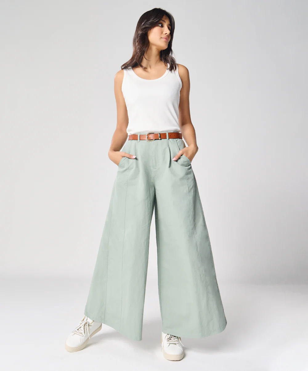 Flare Light Blue Twill Pant - Image 3