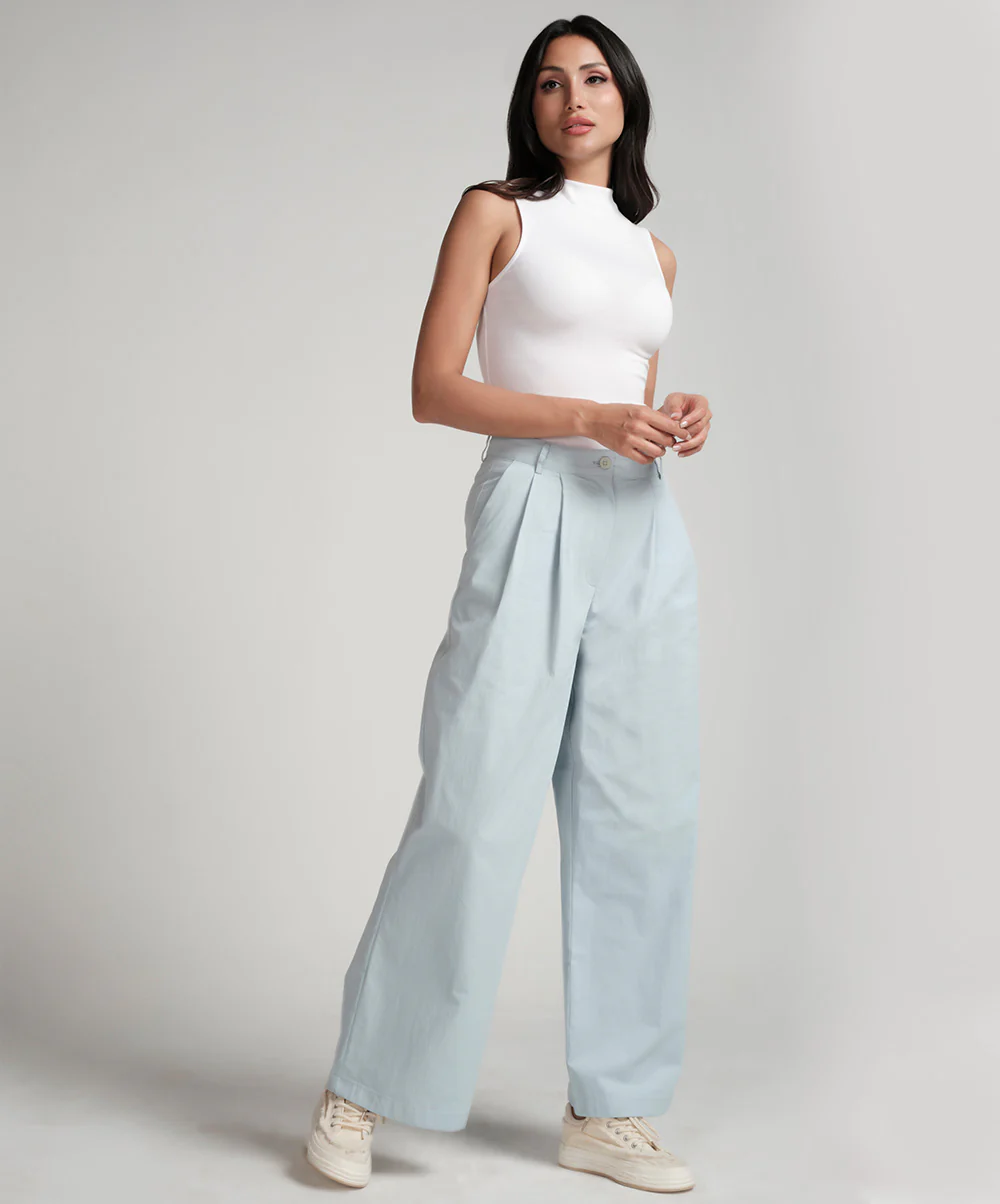 Flared Comfy Side Pocket Blue Pant