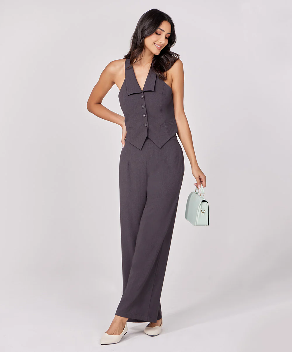 Flared Leg Formal Dark Grey Pant