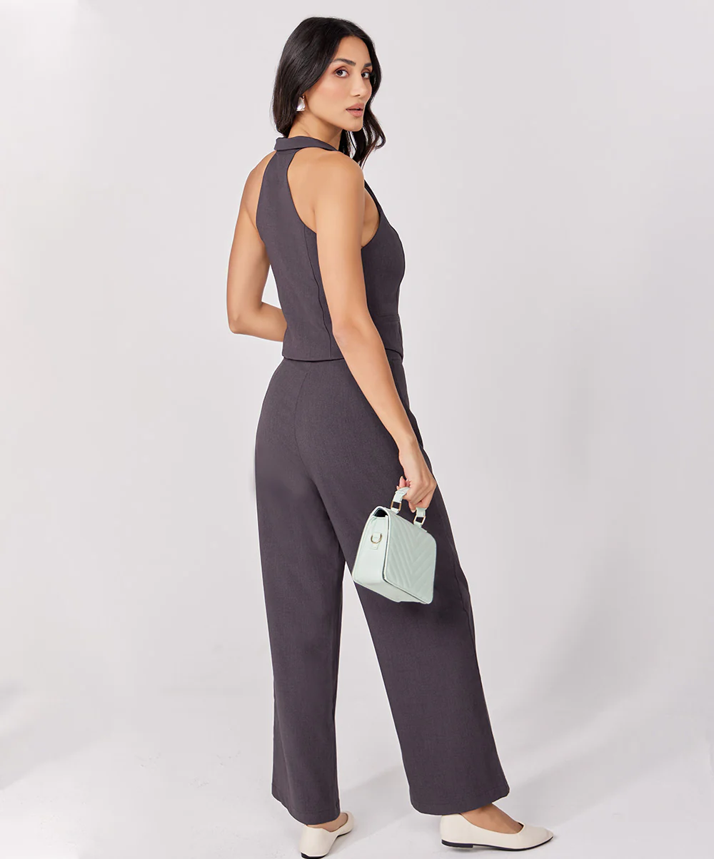 Flared Leg Formal Dark Grey Pant - Image 5