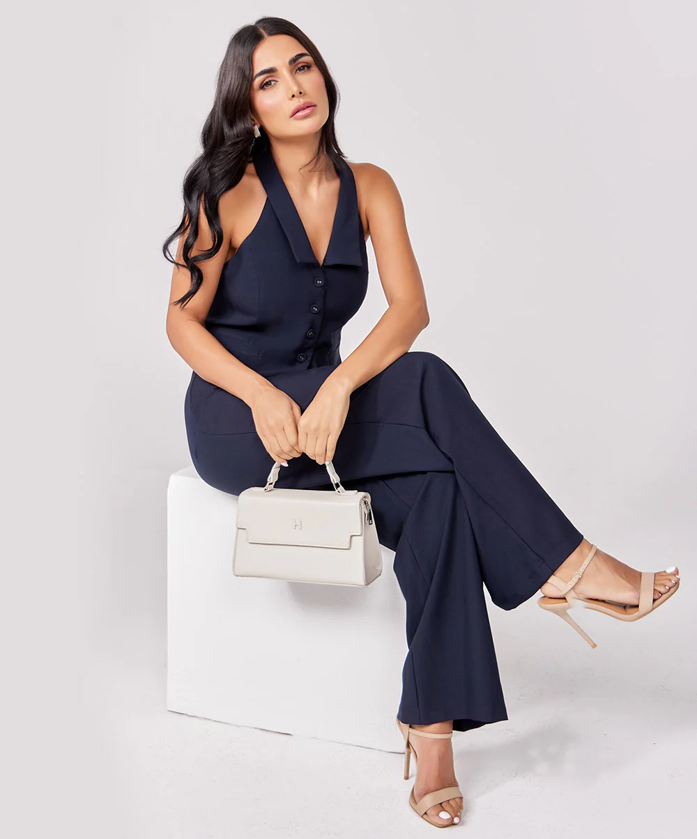 Flared Leg Formal Navy Blue Pant