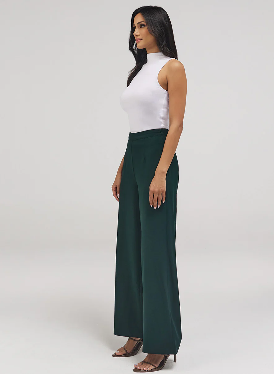 Flared Leg Formal Pant - Dark Green - Image 2
