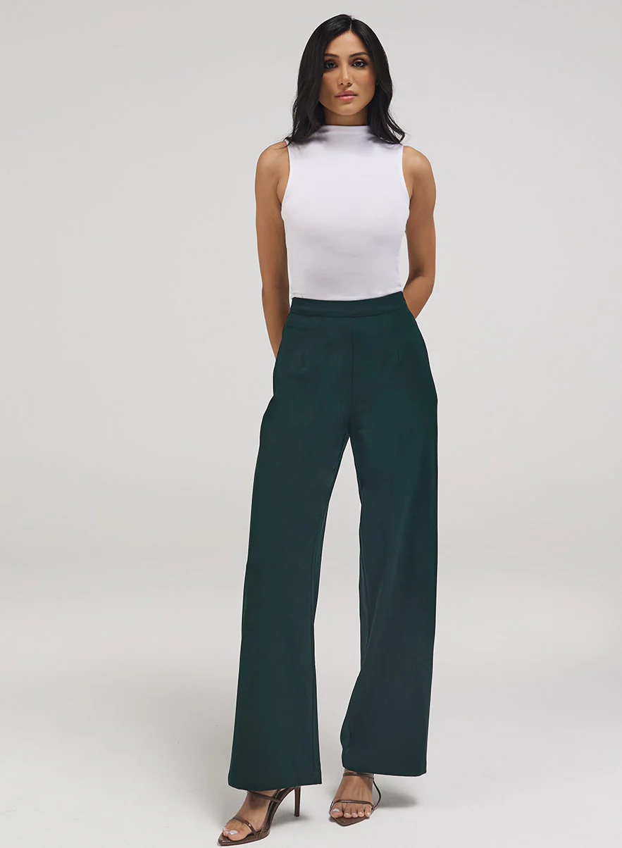 Flared Leg Formal Pant - Dark Green - Image 4