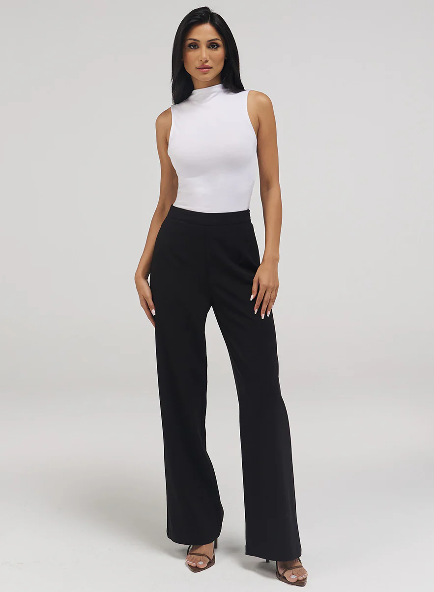 Flared Leg Formal Pant- Jet Black - Image 4