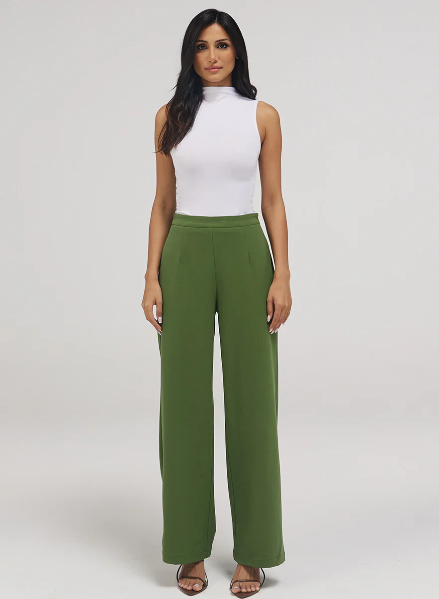 Flared Leg Formal Pants - Green - Image 2