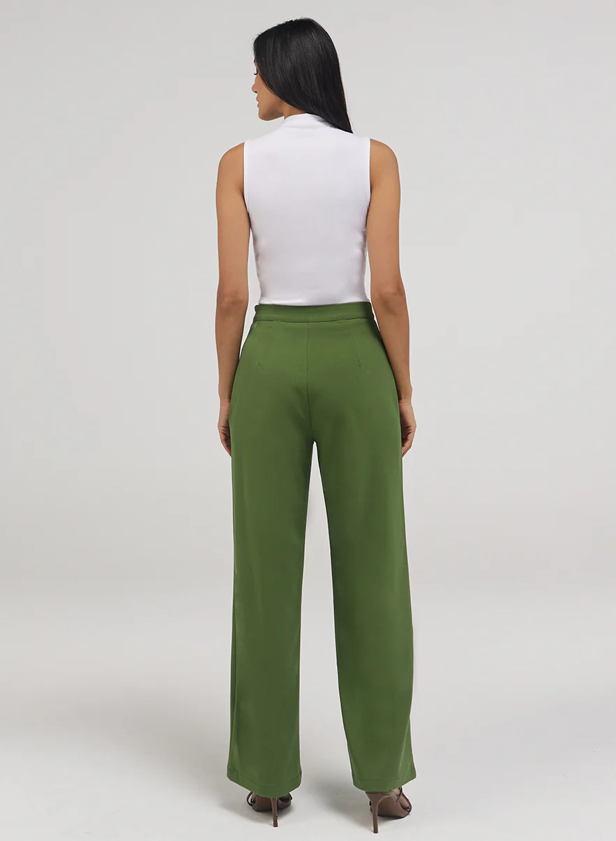 Flared Leg Formal Pants - Green - Image 4