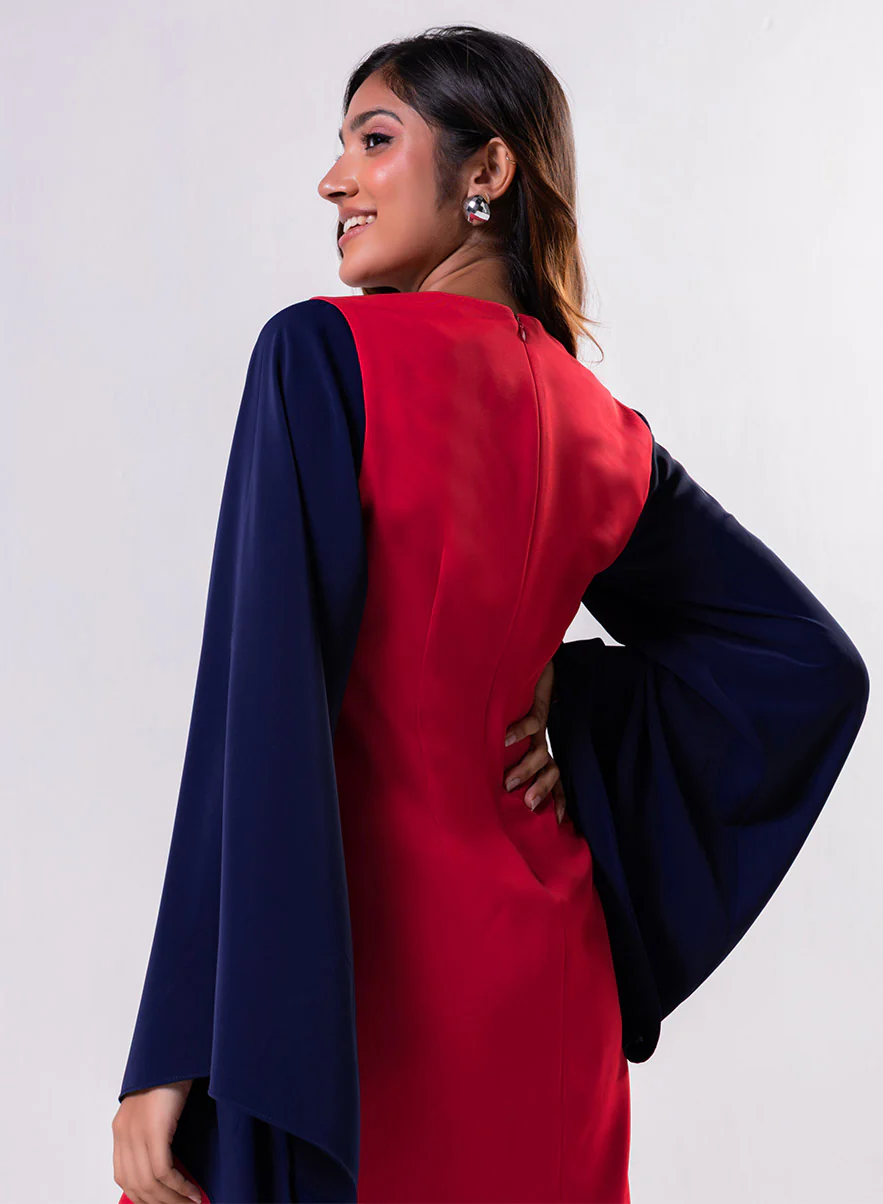 Flared Sleeve Mini Red Dress - Image 5