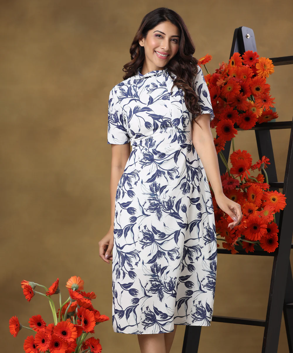 Floral Collared Aline Shift Dress