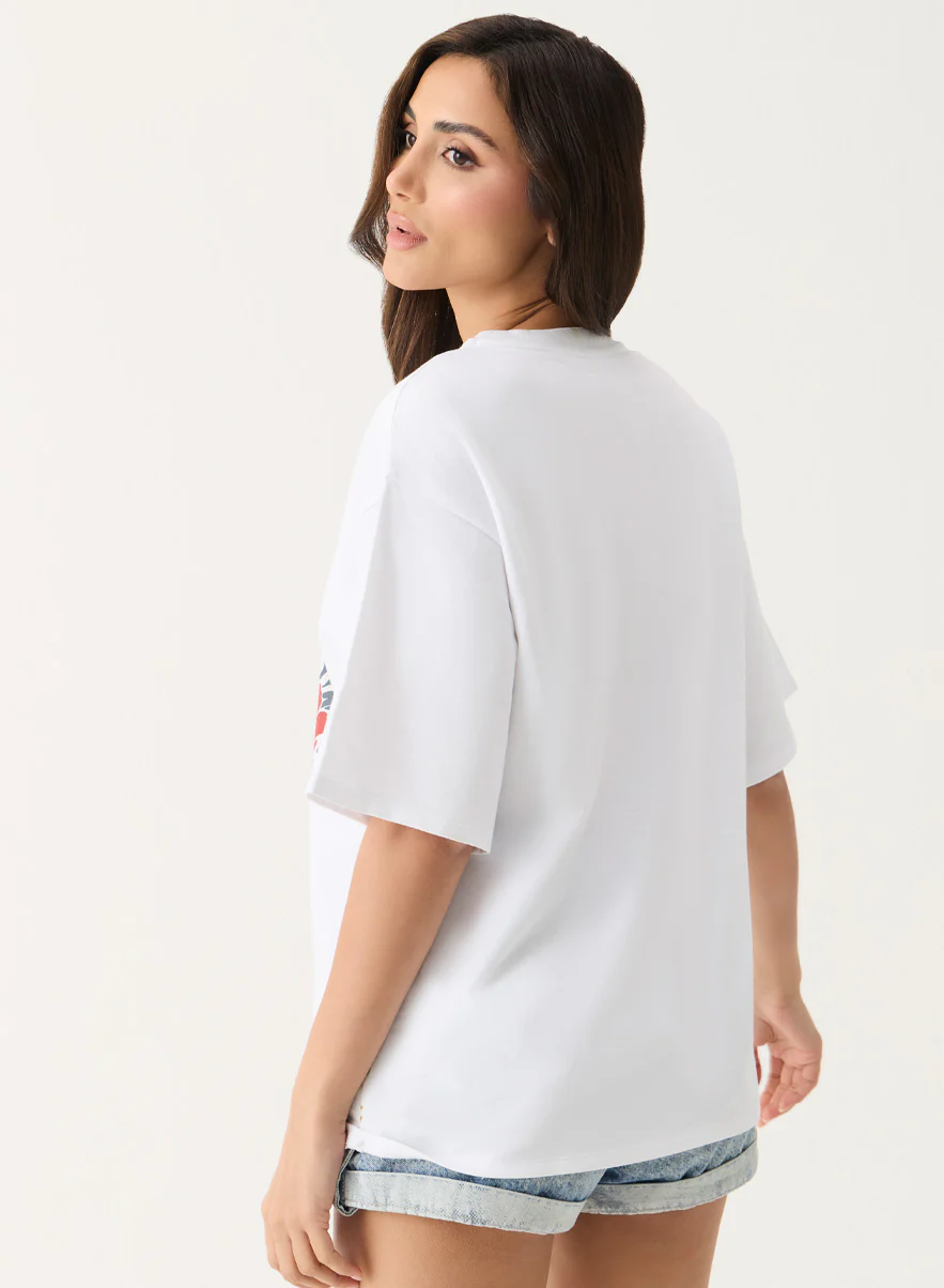 Floral Printed Oversized White T-shirt - Image 4