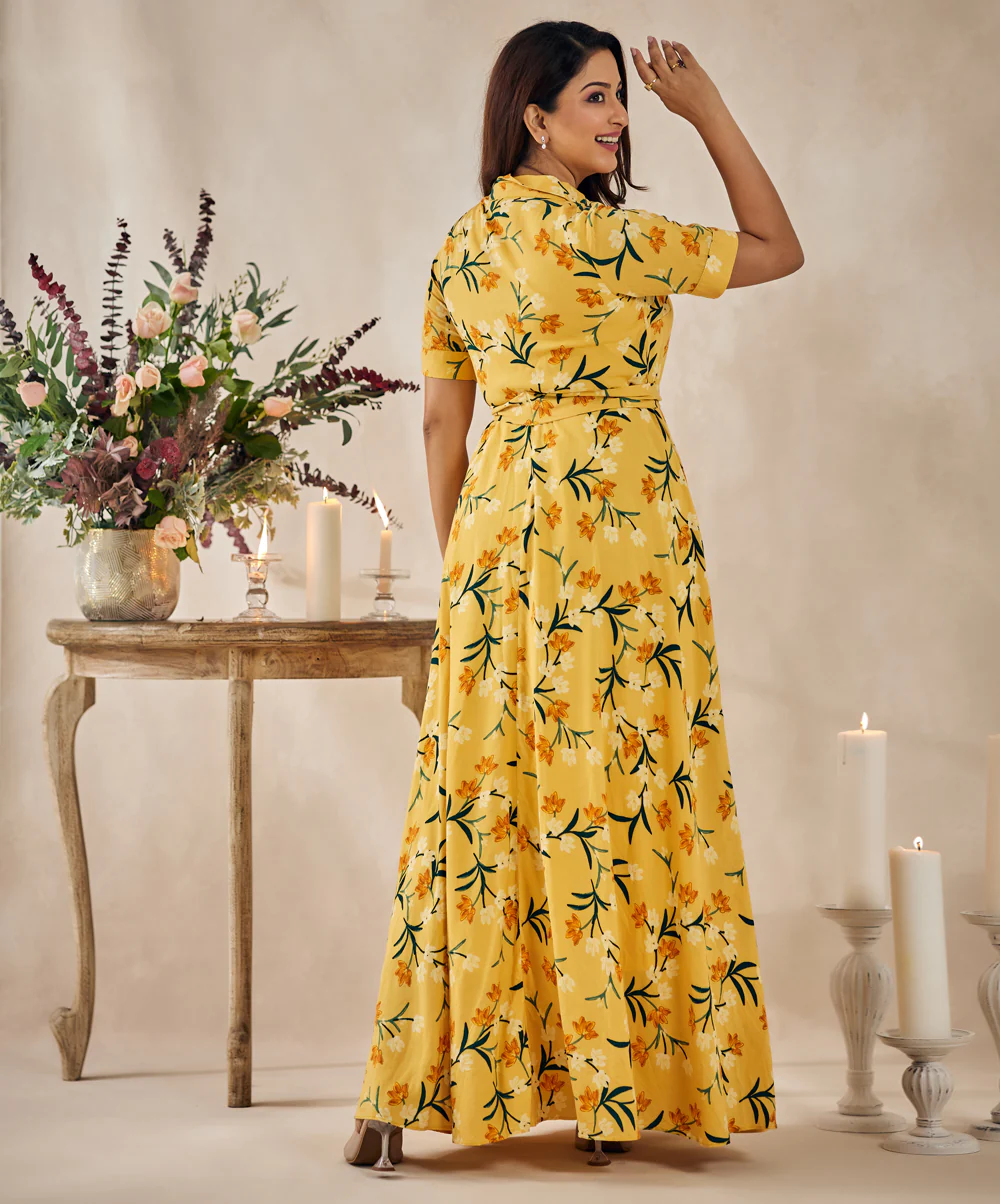 Floral Yellow Maxi Dress - Image 3