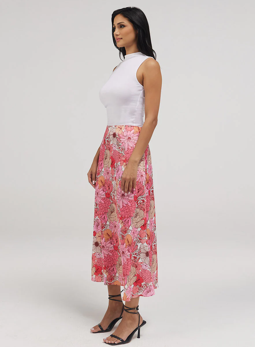 Flower Printed Satin Skirt - Image 5