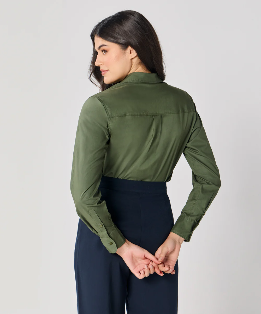 Formal Cotton Dark Green Shirt - Image 4
