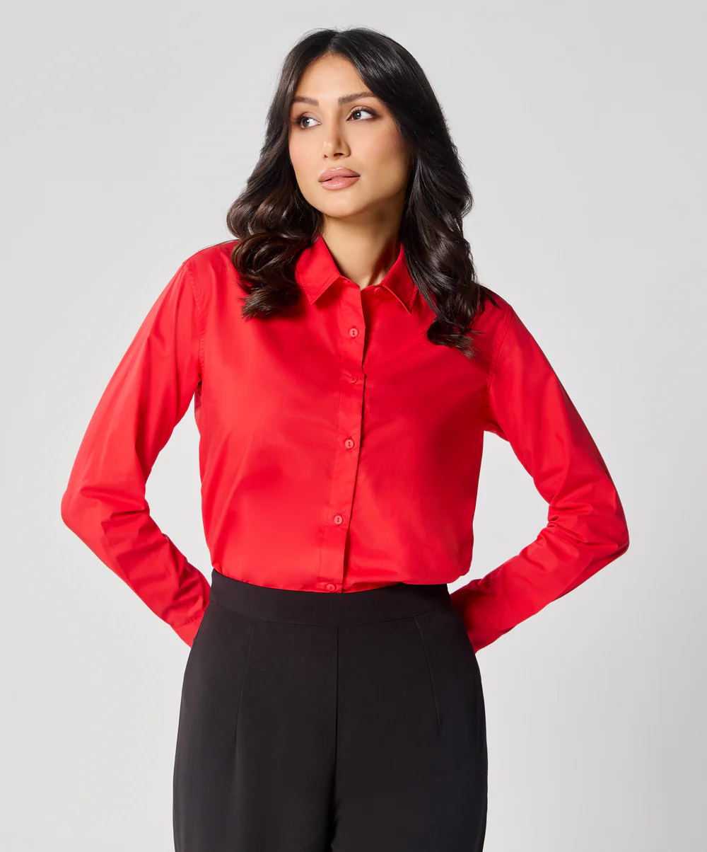 Formal Cotton Red Shirt - Image 5