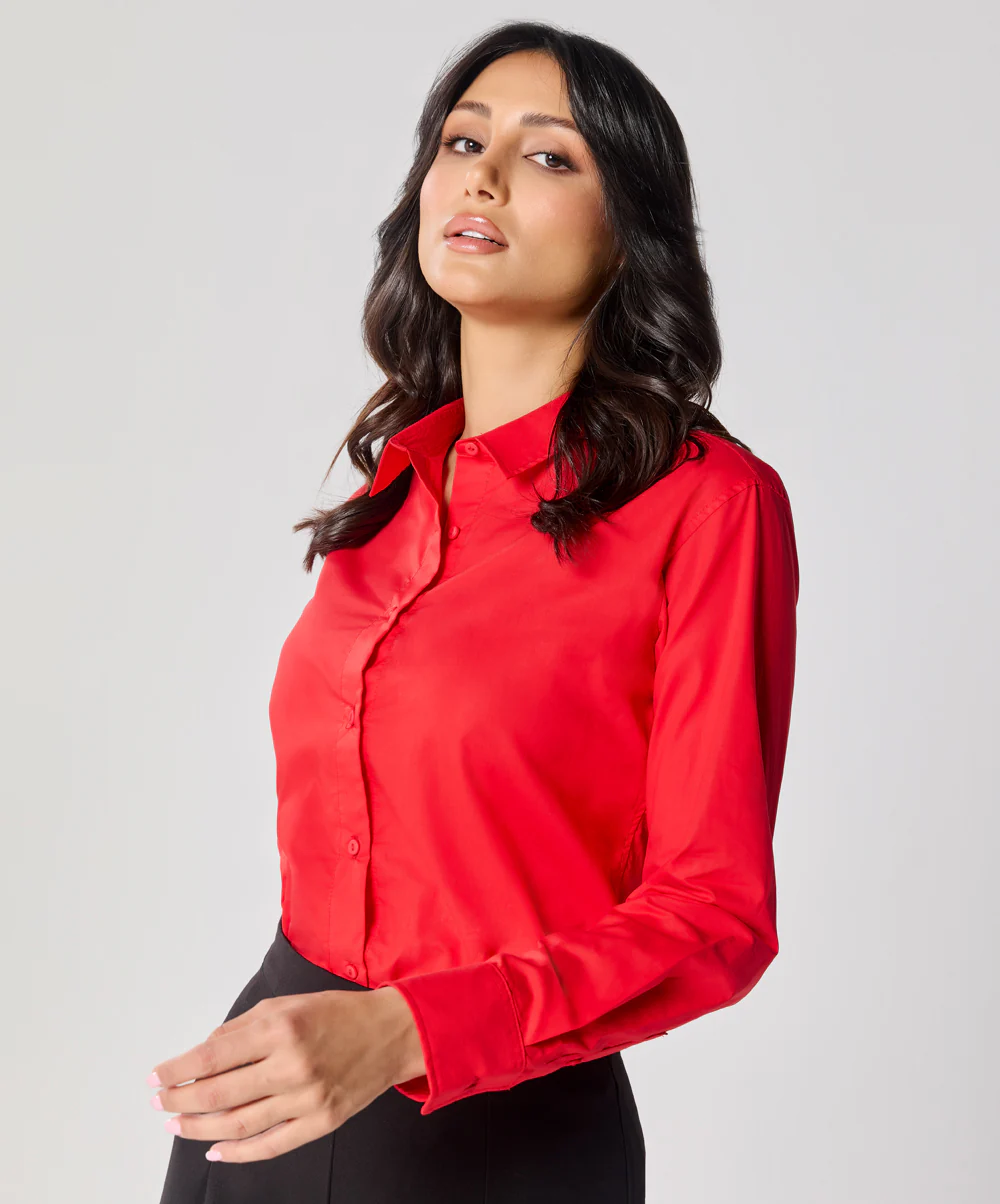 Formal Cotton Red Shirt - Image 8