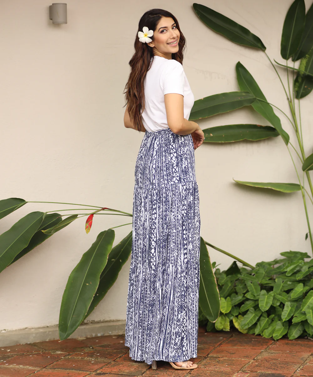 Four Tiered Printed Maxi Skirt - Image 3
