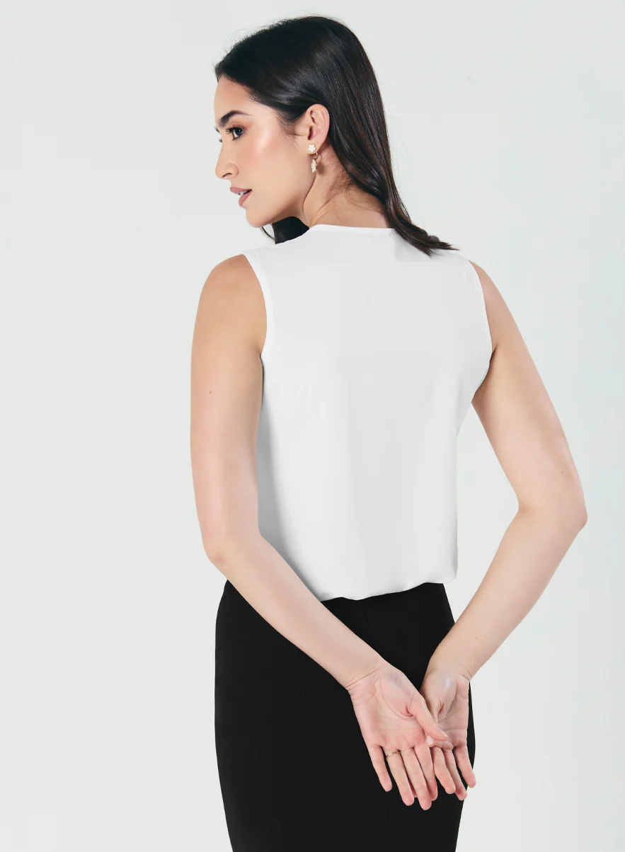 Frill And Pintuck Detailed Off-White Top - Image 2