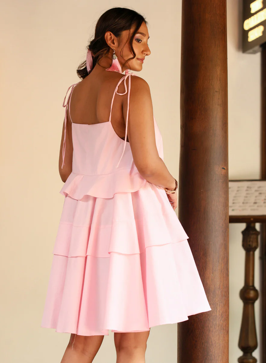 Frilled Cotton Mini Dress - Image 10