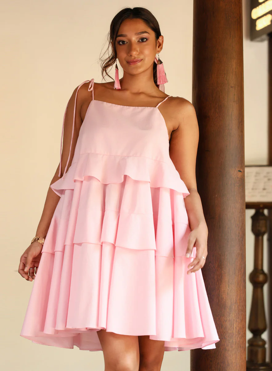 Frilled Cotton Mini Dress - Image 11