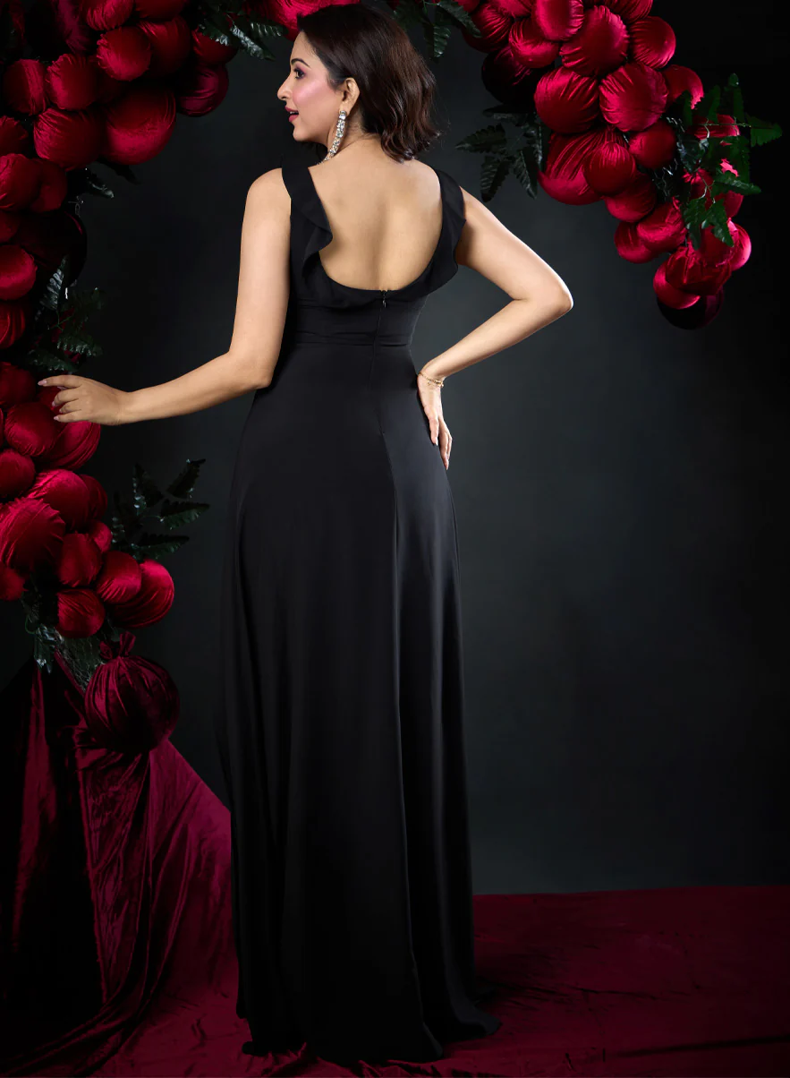 Frilled Sleeveless Chiffon Maxi Dress - Image 5
