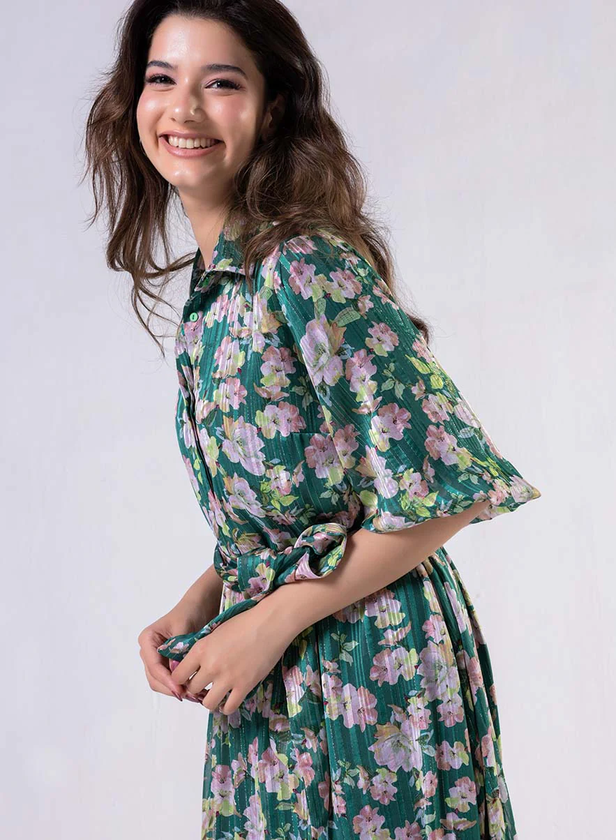 Front Buttoned Printed Dress - Image 4