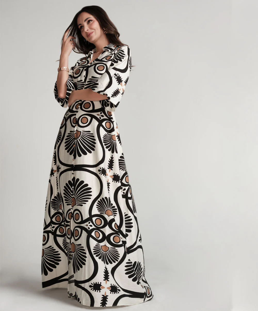 Front Buttoned Printed Maxi Dress - Image 6