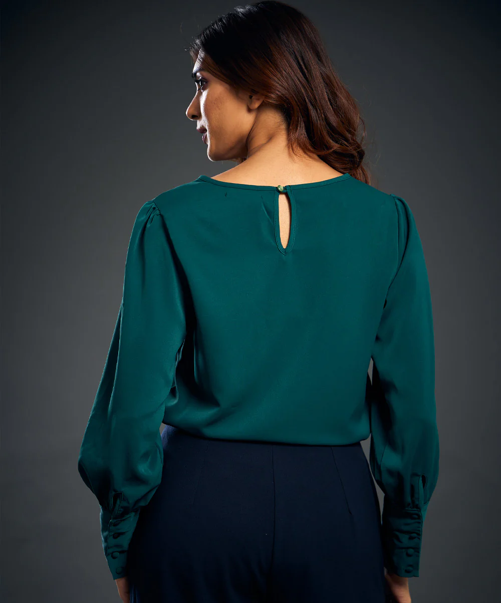 Front Detailed And Long Sleeve Chiffon Top - Image 4