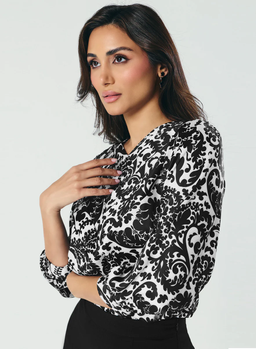 Front Neck Pleated Stylish Casual Top - Image 2