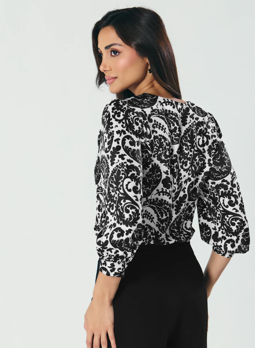 Front Neck Pleated Stylish Casual Top - Image 3