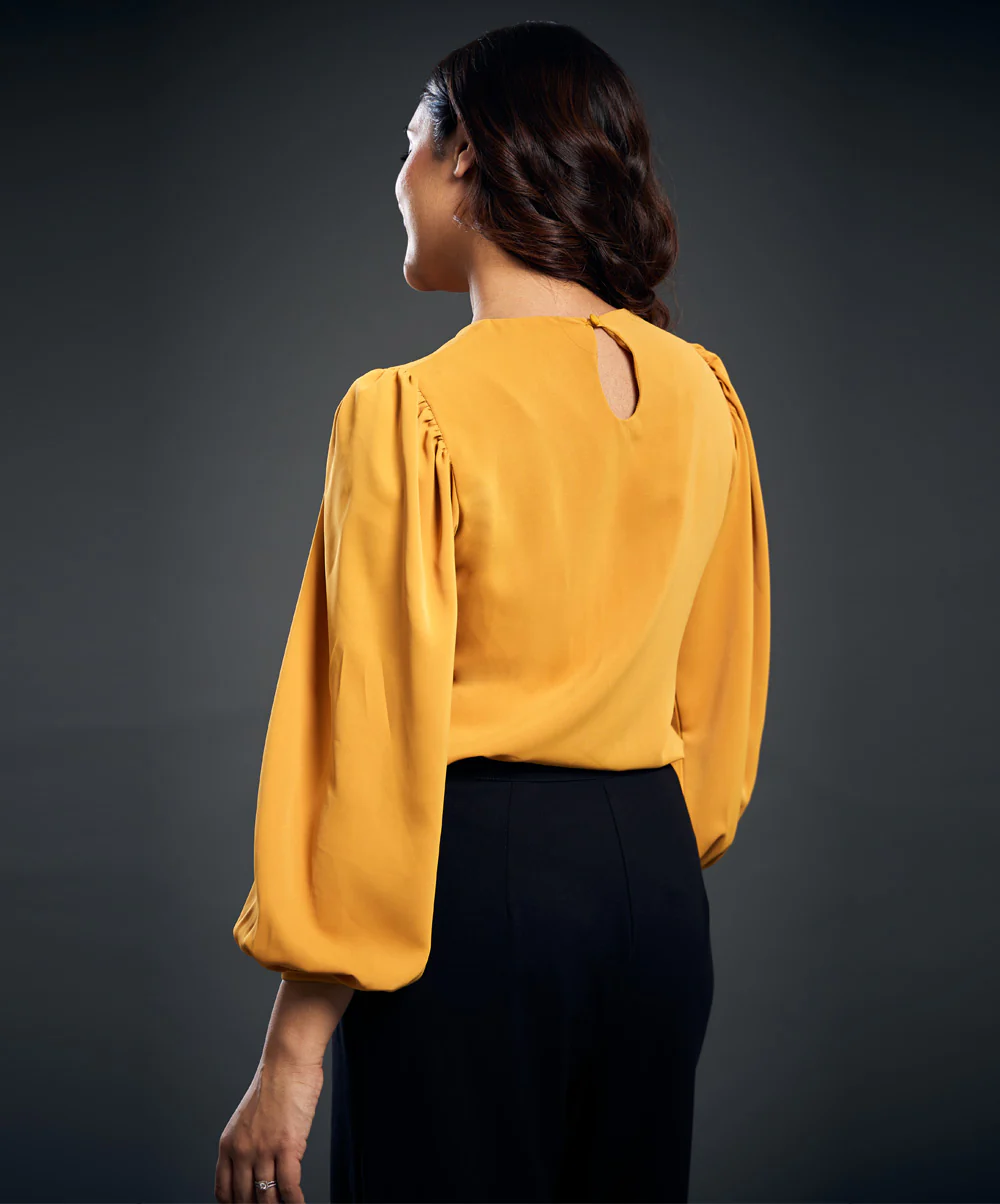 Front Pintuck Mustard Top - Image 2