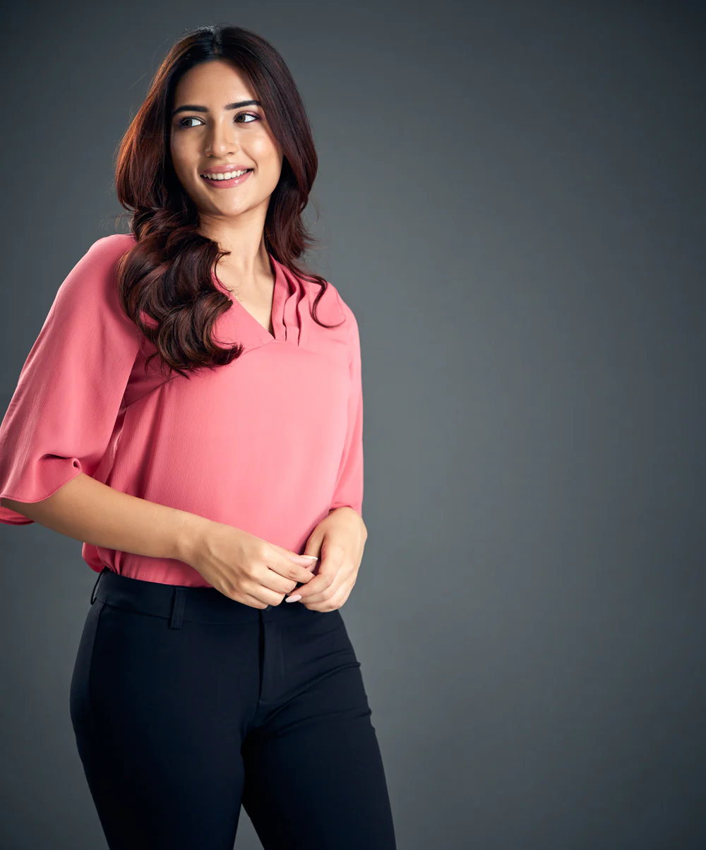 Front Pleated Moss Crepe Chiffon Top - Image 4