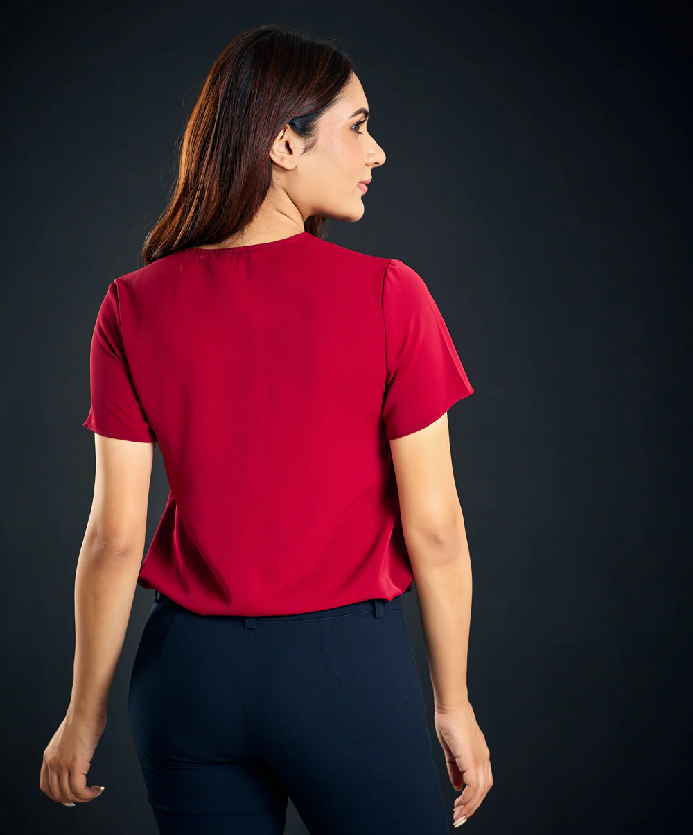 Front Scalloped Red Top - Image 4