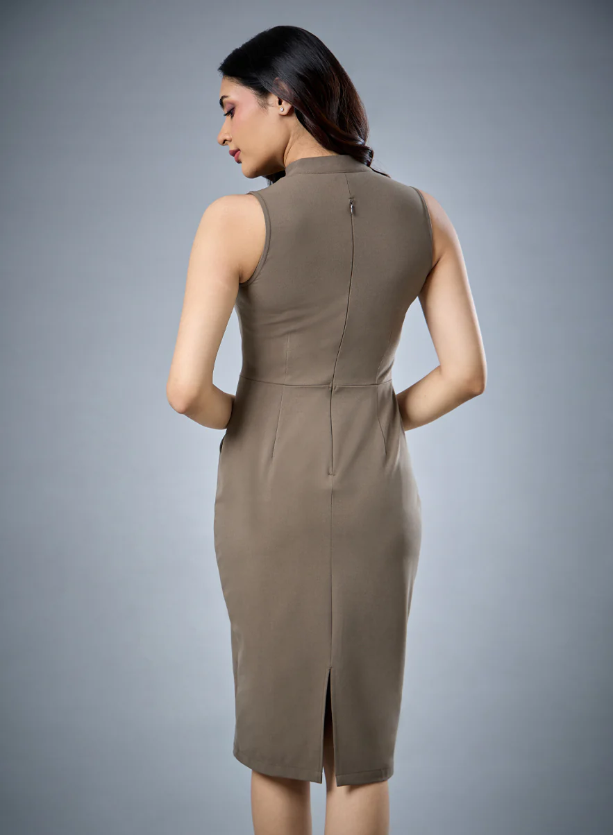Front Slight V Neck Sleeveless Dress - Image 5