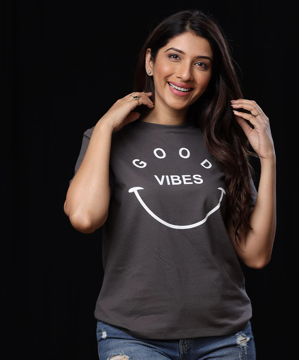 Good Vibes Printed Crew Neck T-shirt