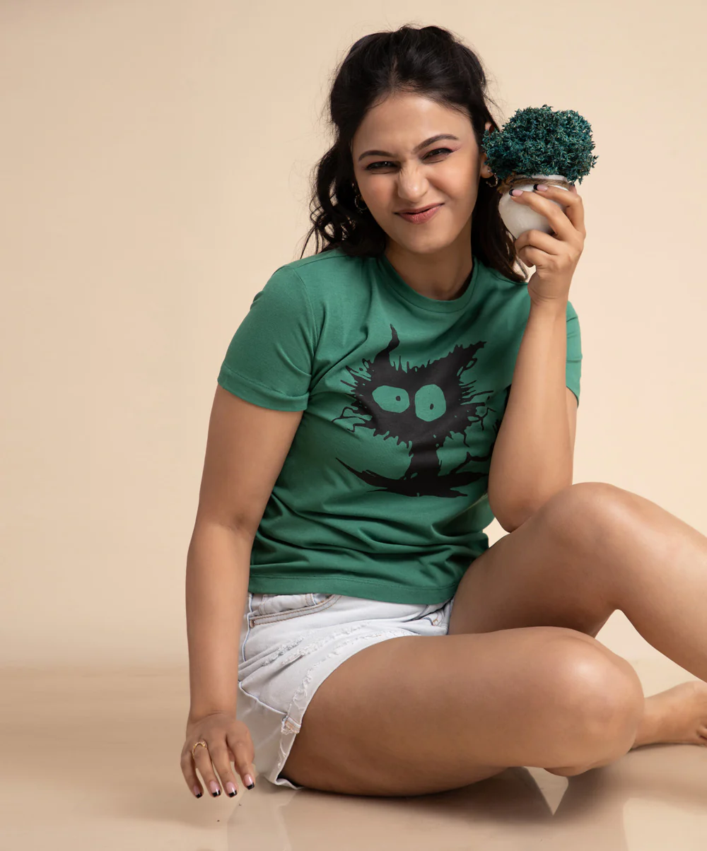 Green Electrified Cat Printed Tshirt