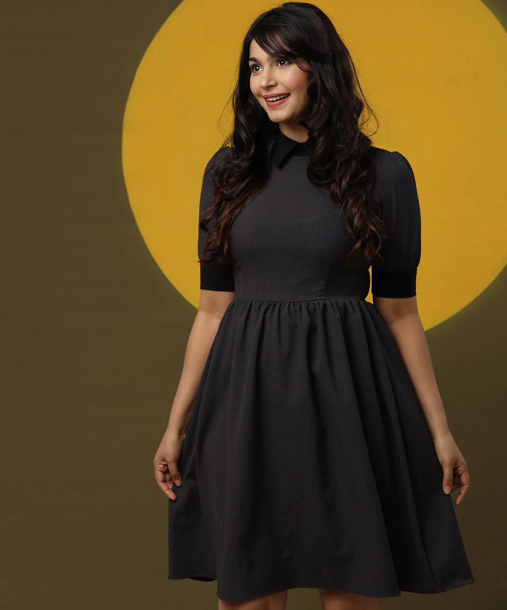 Grey And Black Skater Dress